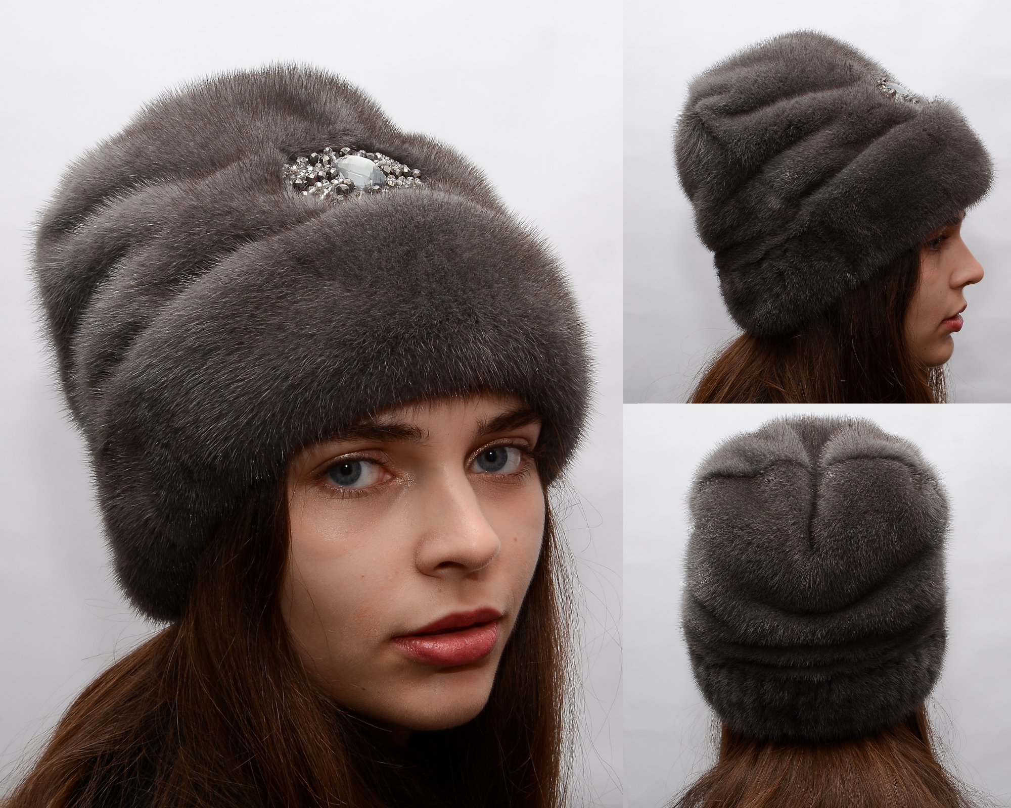 FurStyleUa – Casaco de pele/imitação de pele - Mulher por atacado – Chapéu de Pele de Visão Feminino Inverno Luxo Chapéus de Pele de Visão Verdadeira5