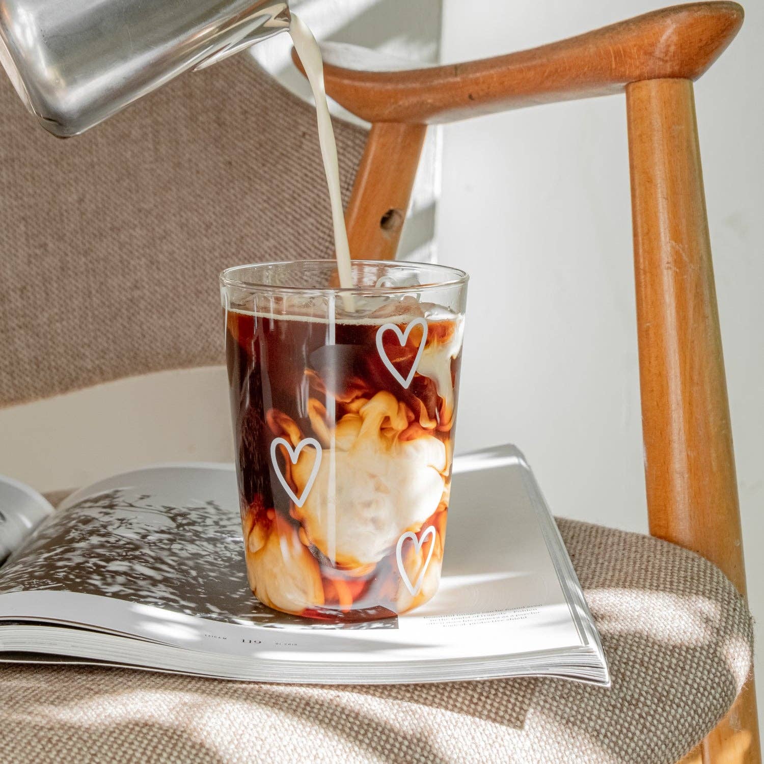 Eulenschnitt - Wholesale Drinking Glass/Cup - Drinking glass hearts white (VE = 6 pcs)6