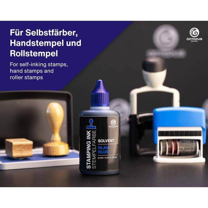 Octopus Concept GmbH - Wholesale Ink Pad - Octopus stamping ink for smooth surfaces, blue 50ml3