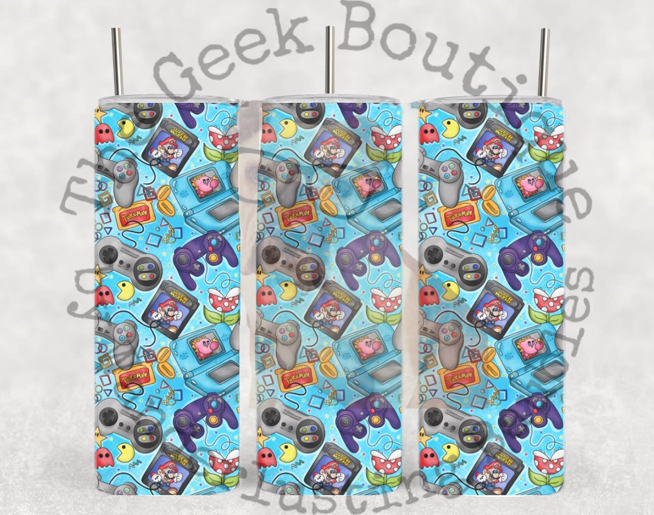 The Geek Boutique - Vente Gourde/bouteille isotherme - Gobelet Collage Console de Manette de Jeu Vidéo Rétro des Années 1990