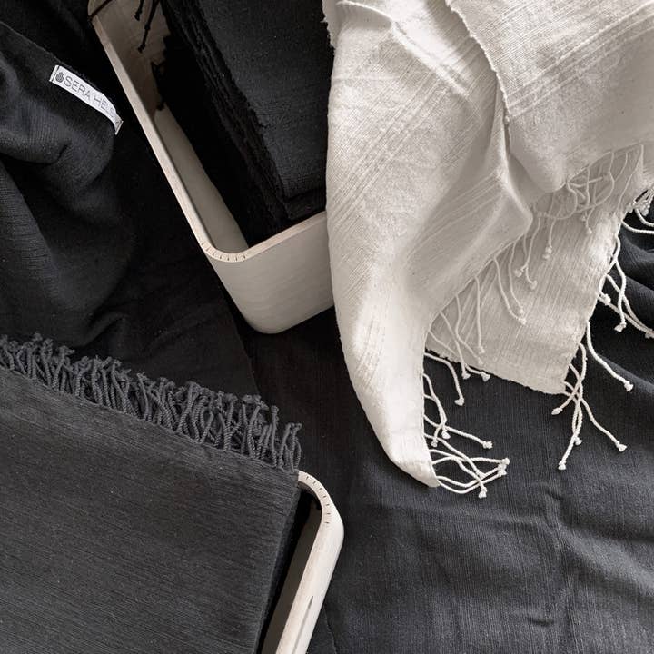 Studio Nordhaven - Wholesale Bath Towel - Tihku Towel, White/White Stripe - Handwoven by Sera Helsinki