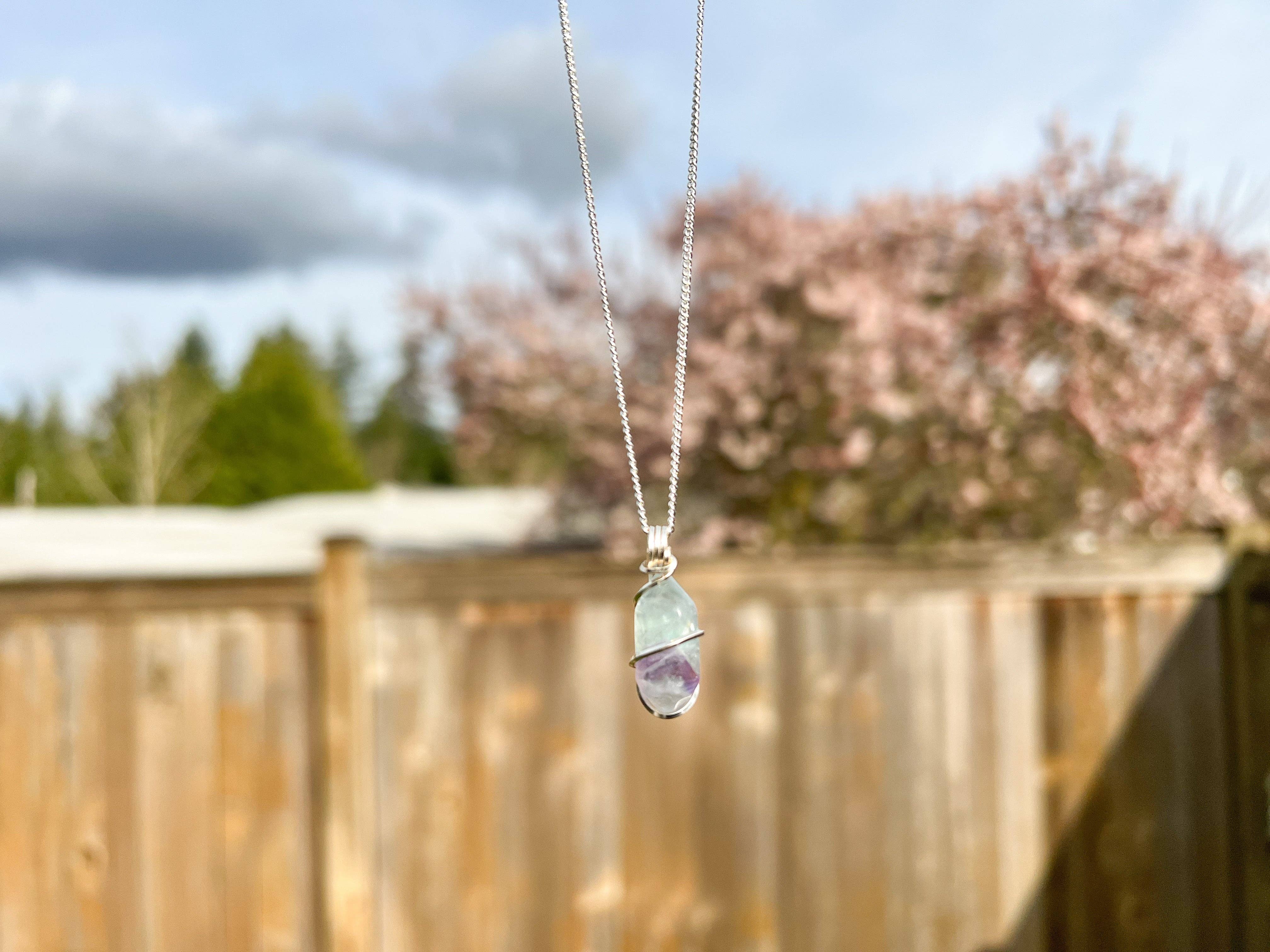 Crystals Wired - Wholesale Pendant/Charm Necklace - Fluorite Double Terminated Necklace0