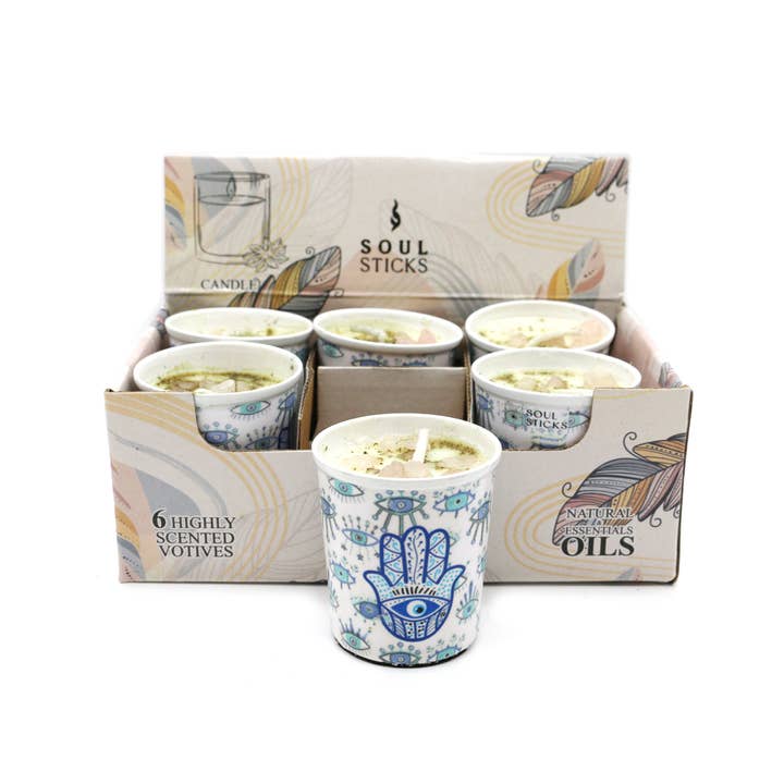 Designs by Deekay Inc. - Wholesale Jar/filled candle - Hamsa Scented Votive Candles (6)1