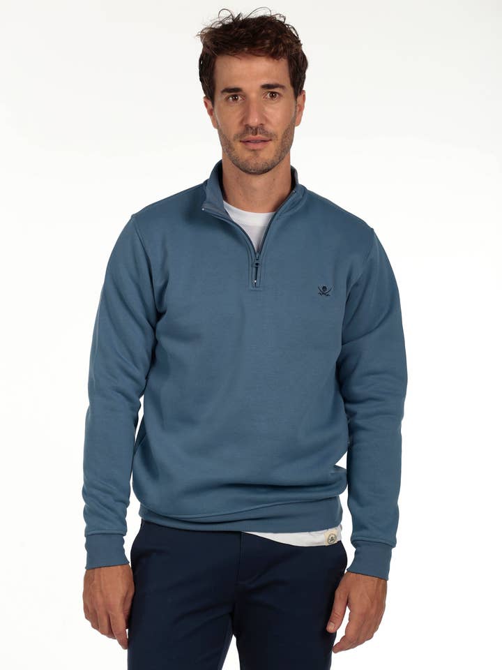 Sweat-shirt demi-zip Homme The Time Of Bocha BLEU pour la vente par The Time of Bocha
