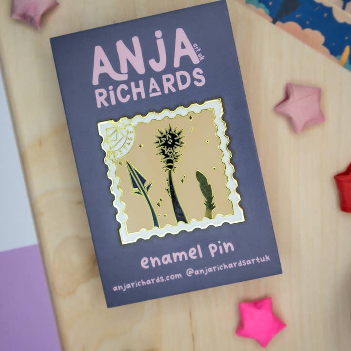 Tails in Sky Enamel Pin for wholesale by Anja Richards Art