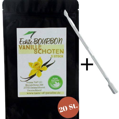 Vagens de Baunilha Bourbon (20 unid. - 18-20cm) 100% Madagáscar + faca de baunilha grátis por atacado de Taste of Paradise