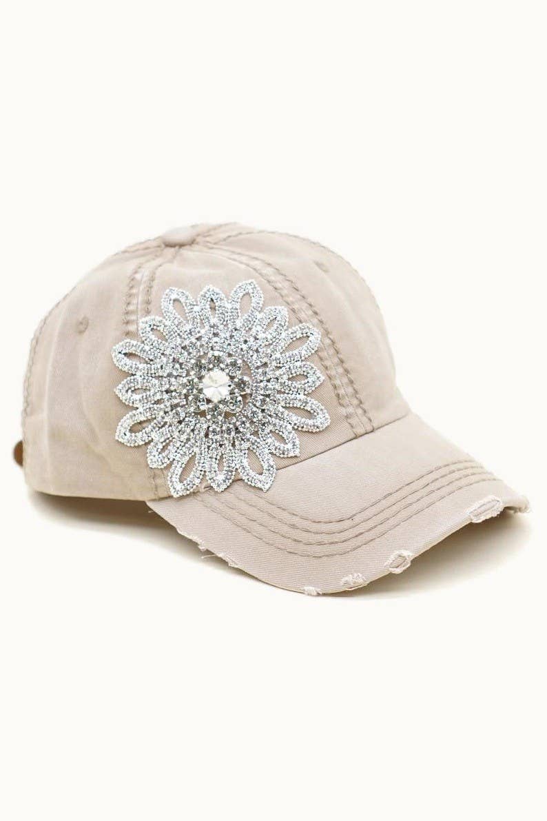 Olive & Pique - Wholesale Baseball Cap - Women's - Sunflower Bejeweled Glitz Cap, Adjustable8