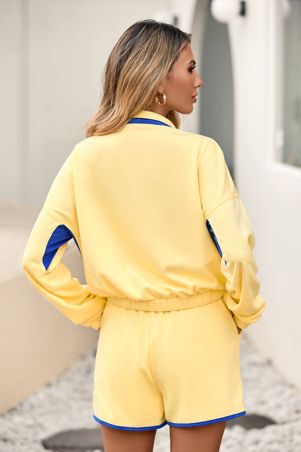 Little Daisy Closet - Wholesale Lounge Set - Women's -  LDC Colorblock Half Button Pullover and Shorts 2pcs Outfit4