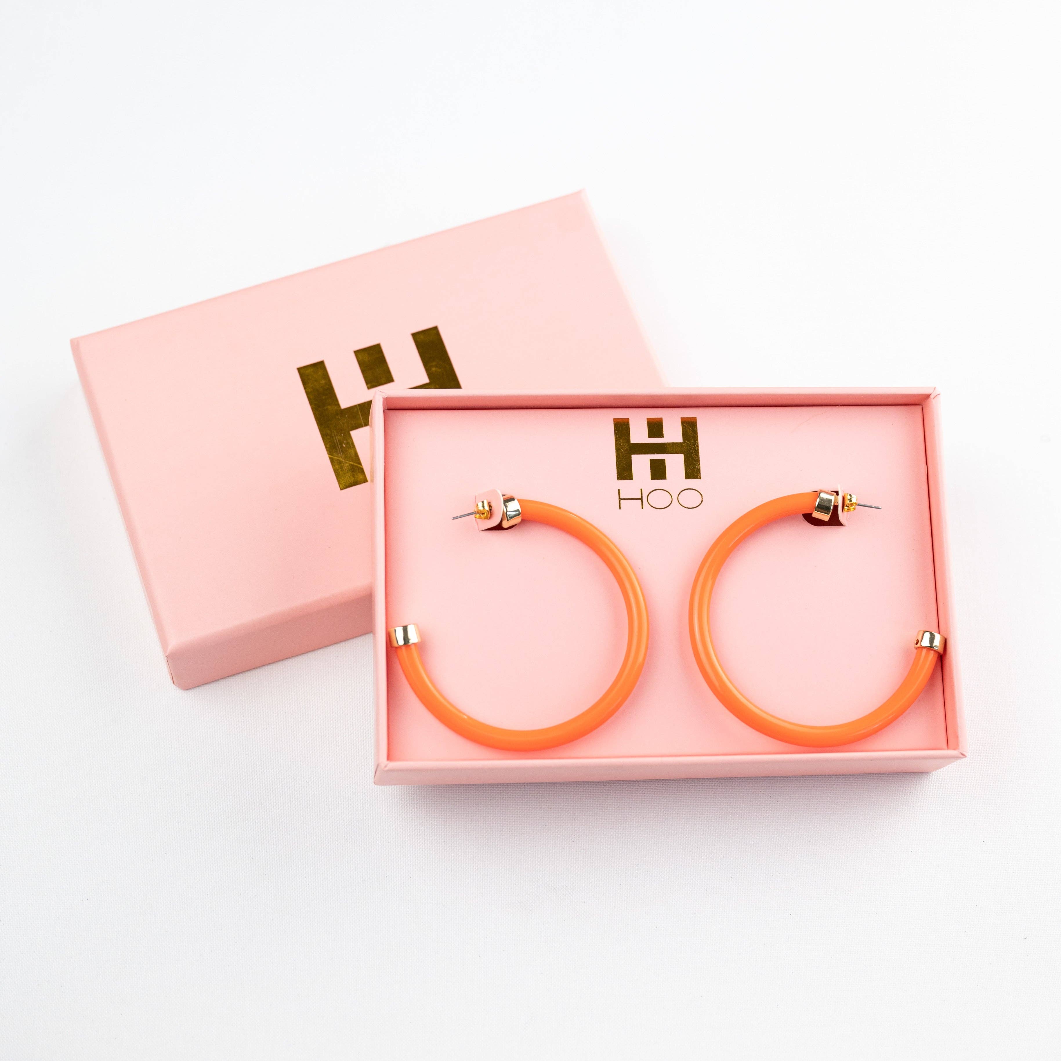 Hoo Hoops - Wholesale Hoop Earrings - Lightweight Large Hoop Earrings - Orange3