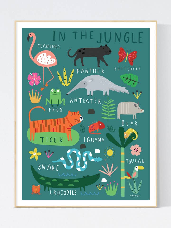 In The Jungle Children's Wall Print for wholesale by Sally Payne Design