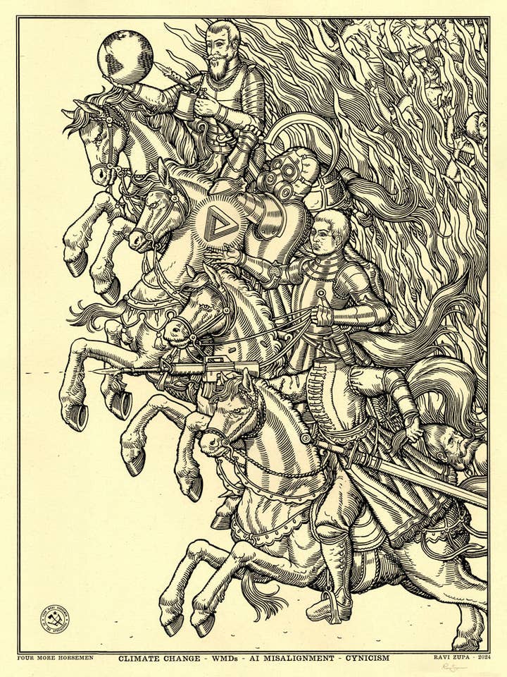 Four More Horsemen Print for wholesale by Ravi Zupa Arts