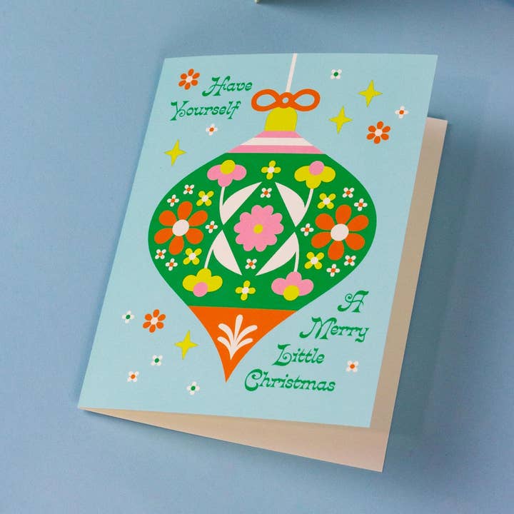 My Darlin' – Engroshandel Julekort – Glædelig lille ornament • Retro blomsterjulekort eller sæt0