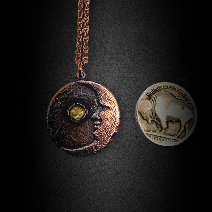 MergingMetals - Wholesale Pendant/Charm Necklace - Goodnight Moon Necklace with Lemon Quartz