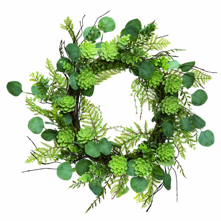 Transpac - Wholesale Wreath - CLOSEOUT Transpac Greenery Succulent Wreath Spring Home