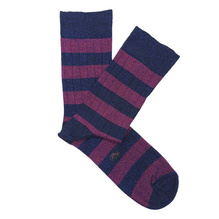 Bougainvillea Marine MissCalcetin Low Shaft Brilli Brilli Buganvilla Navy Stripe for wholesale on Faire1