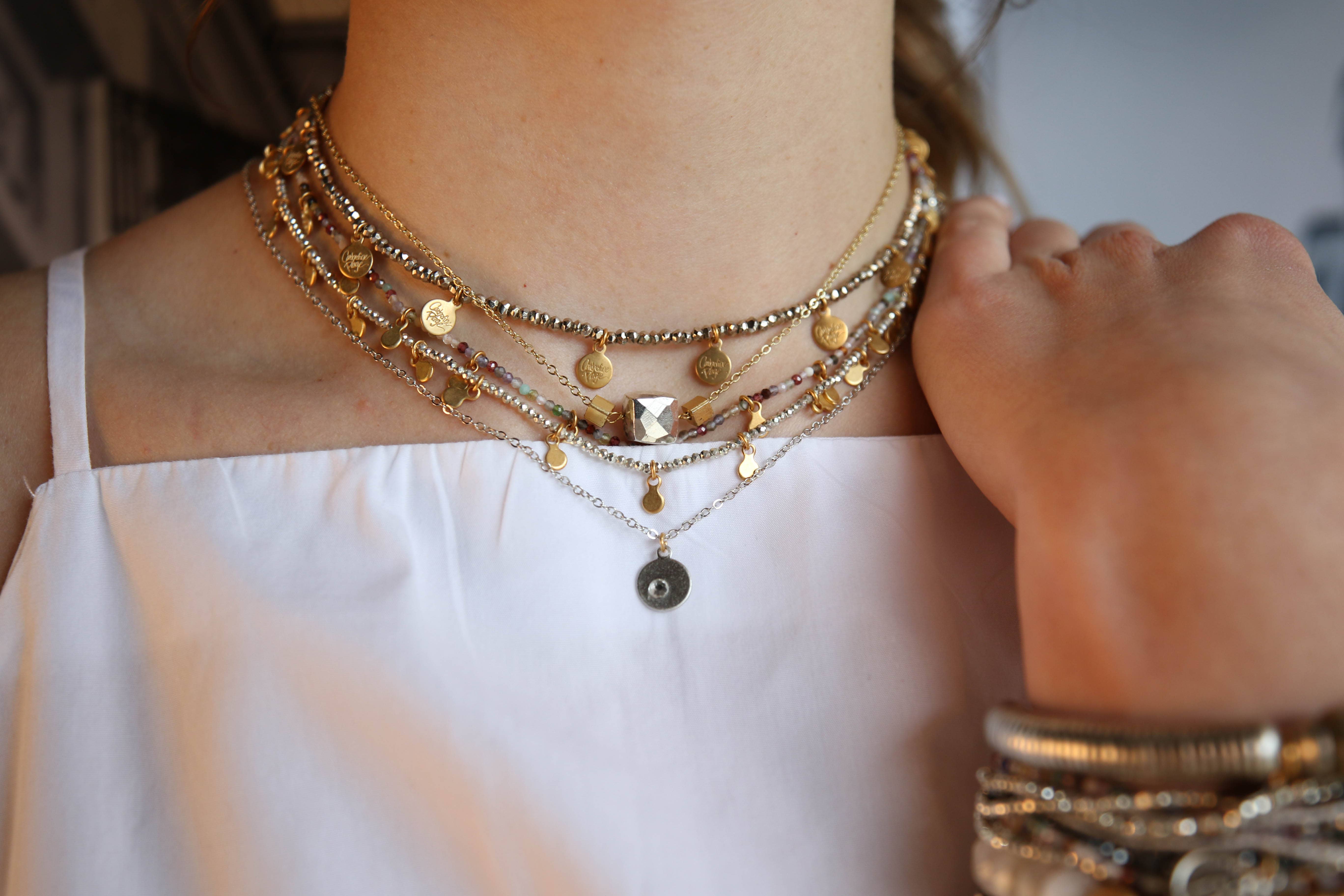 Catherine Page Jewelry - Wholesale Link & Chain Necklace - James Short Layering Necklace in Silver Pyrite2