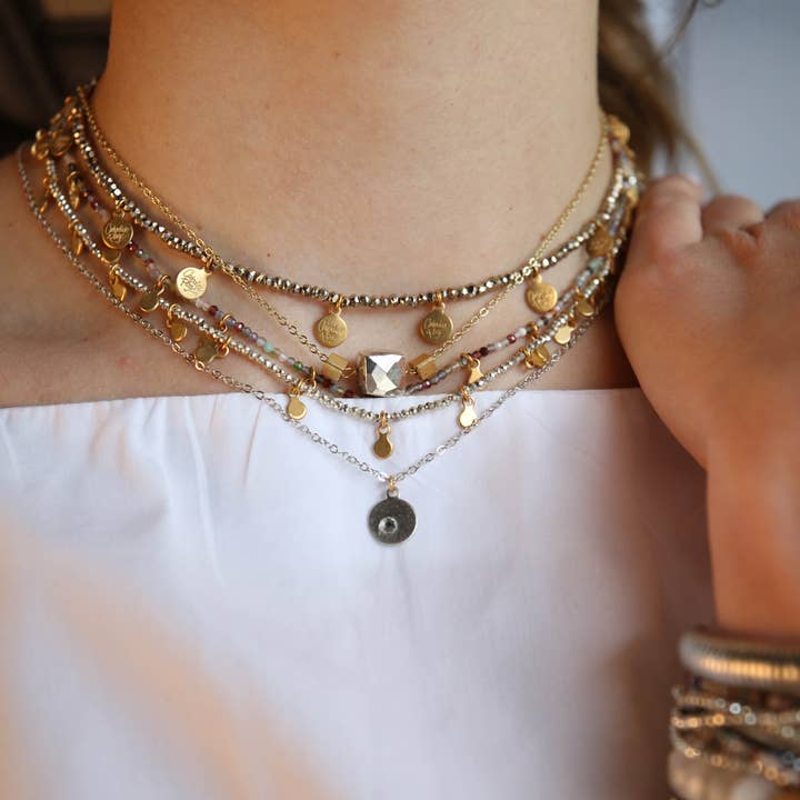 Catherine Page Jewelry - Wholesale Link & Chain Necklace - James Short Layering Necklace in Silver Pyrite2