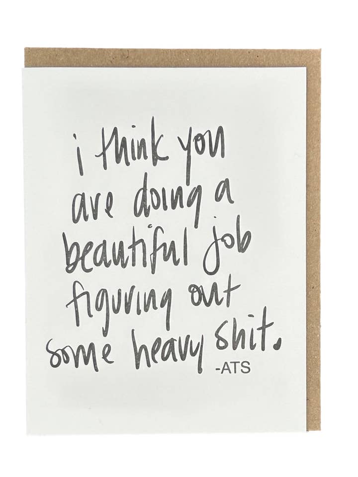 Figuring Out Some Heavy Shit Letterpress Card for wholesale by Igloo Letterpress