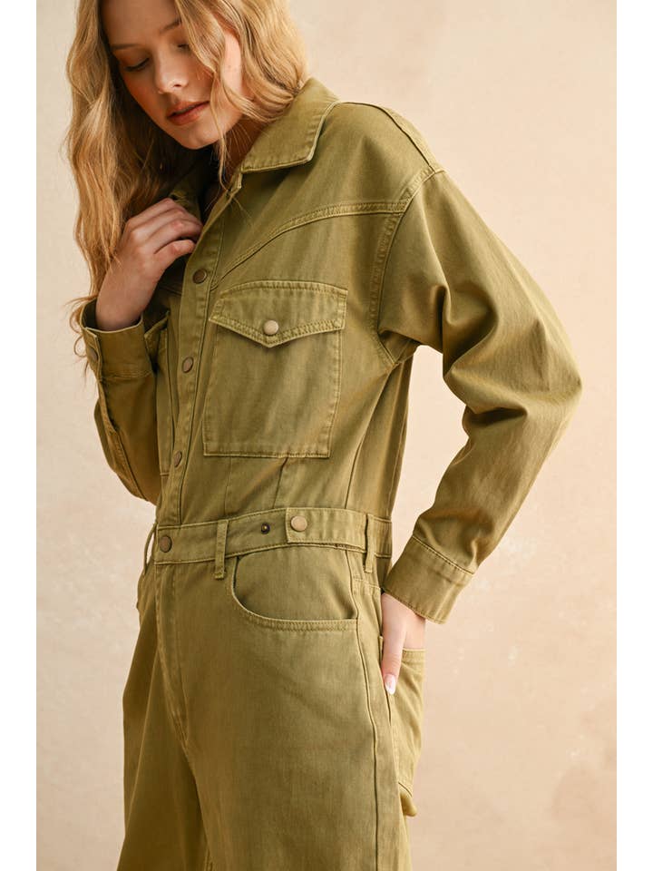 OLIVE LAVÉE Combinaison utilitaire à manches longues JU1924 en vente sur Faire3