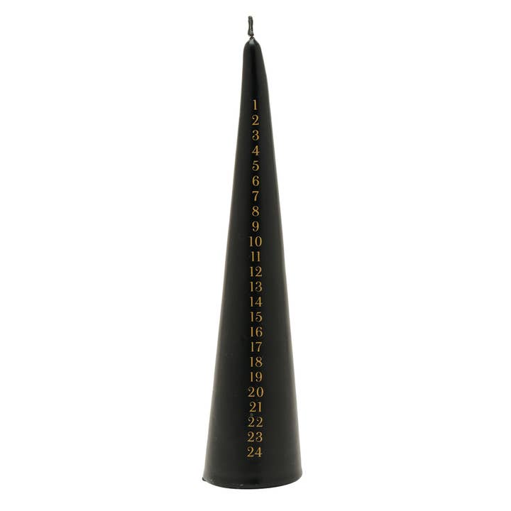 Black Tapered Candle with Gold Numbers for wholesale by WIDDOP and Co.
