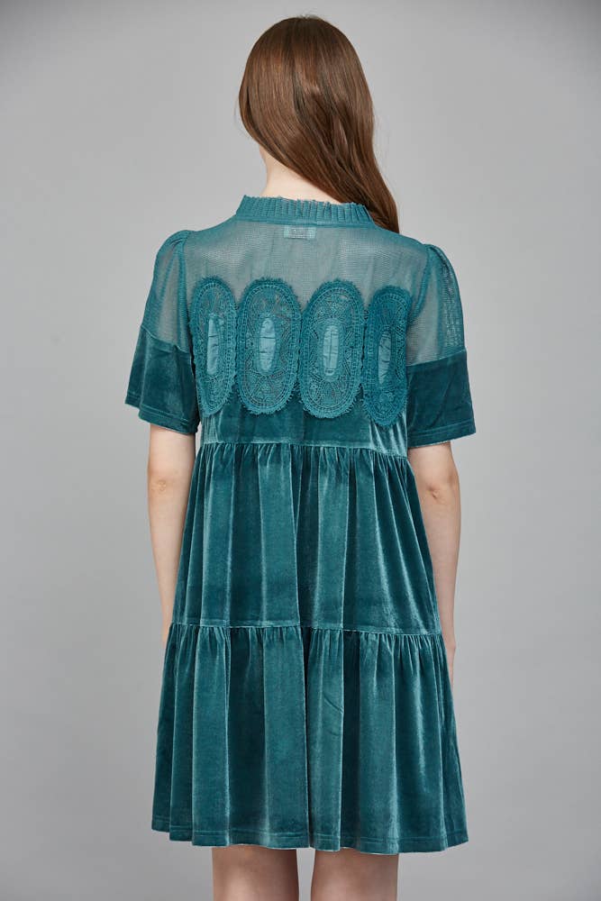 FATE - Wholesale Dress - Women's - CONTRAST SHEER MESH W/ INTRICATE LACE DETAIL VELVET FD34144 12