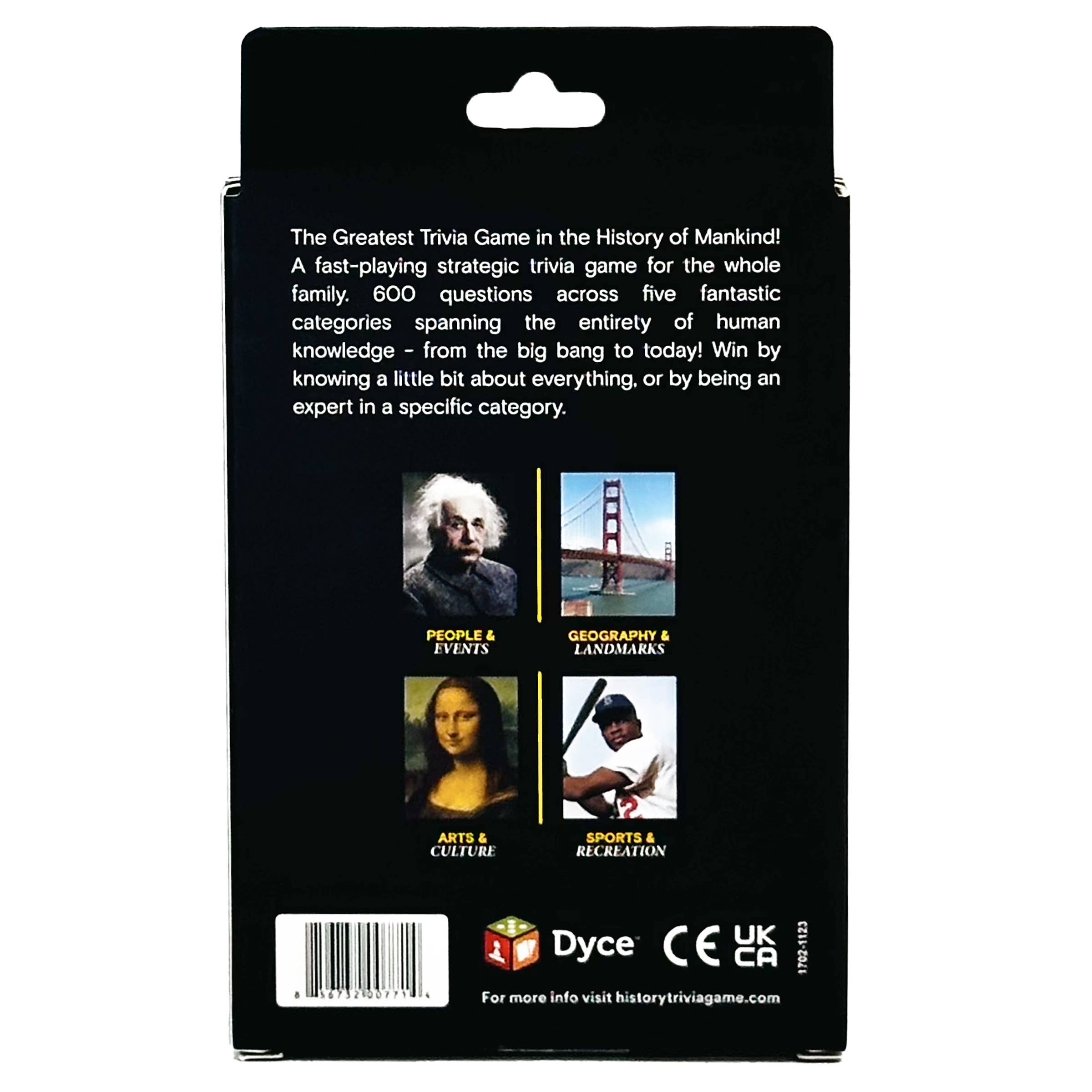 Dyce Games - Wholesale Card Game - HISTORY TRIVIA GAME | ON-THE-GO EDITION: Tuck Box1