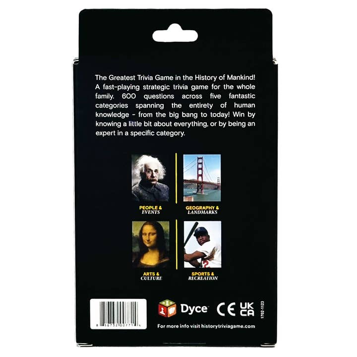 Dyce Games - Wholesale Card Game - HISTORY TRIVIA GAME | ON-THE-GO EDITION: Tuck Box1