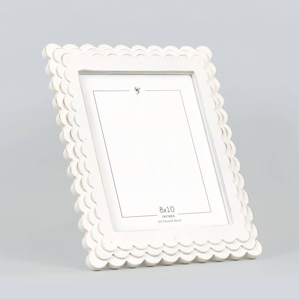 Devanie At Home (Formerly Adams & Co.) - Wholesale Picture Frame - 12092 - 11x13x1 wood scallop photo frame (8x10) wh1