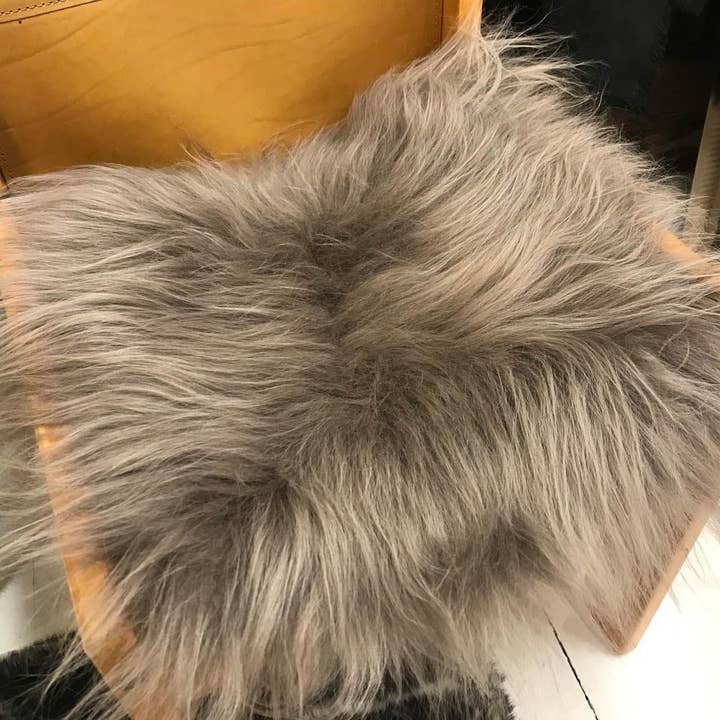 Wildash London - Wholesale Chair/Sofa Slipcover - Icelandic Sheepskin Square Seat Cover 37cm Taupe