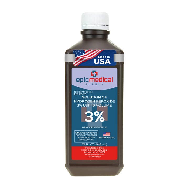 Hydrogen Peroxide Solution 3% USP - 16 oz First Aid Antiseptic for wholesale by Epic Medical Supply