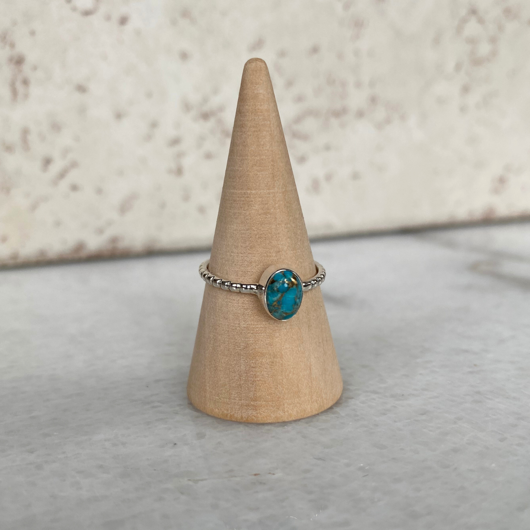 Seeds - Wholesale Single Stone/Solitaire Ring - Silver Beaded Band Stone Ring Turquoise Lapis Citrine Oval1