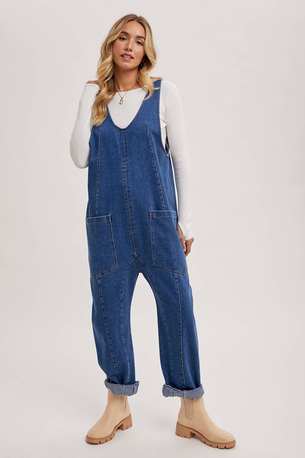 Bluivy - Wholesale Jumpsuit - Women's - DENIM JUMPSUIT IN A RELAXED FIT WITH HAREM LEGS4