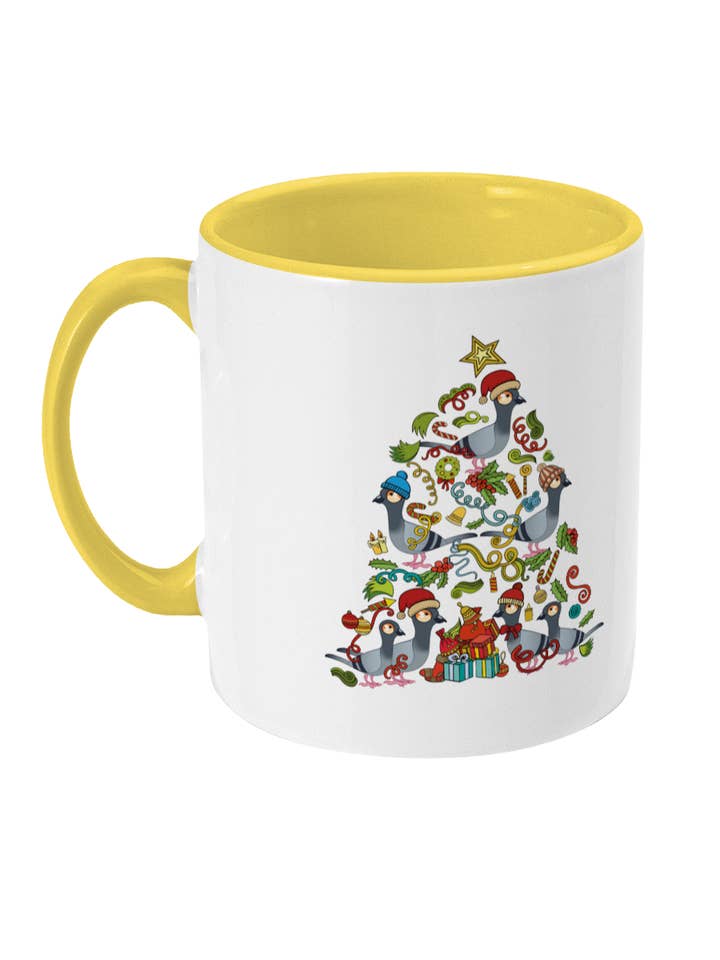 Christmas Tree Pige Mug Two toned for wholesale by Happi Noggi