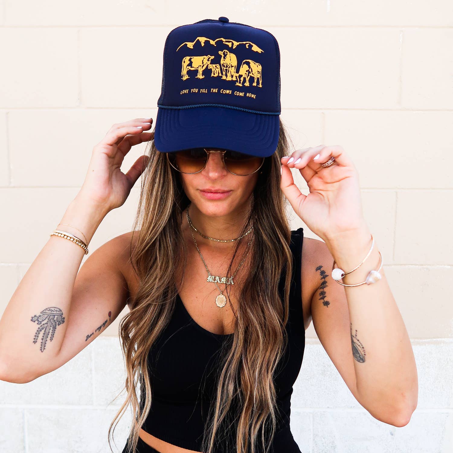 Not From Malibu - Wholesale Trucker Hat - Women's - Cows Come Home Trucker Hat (Navy)3