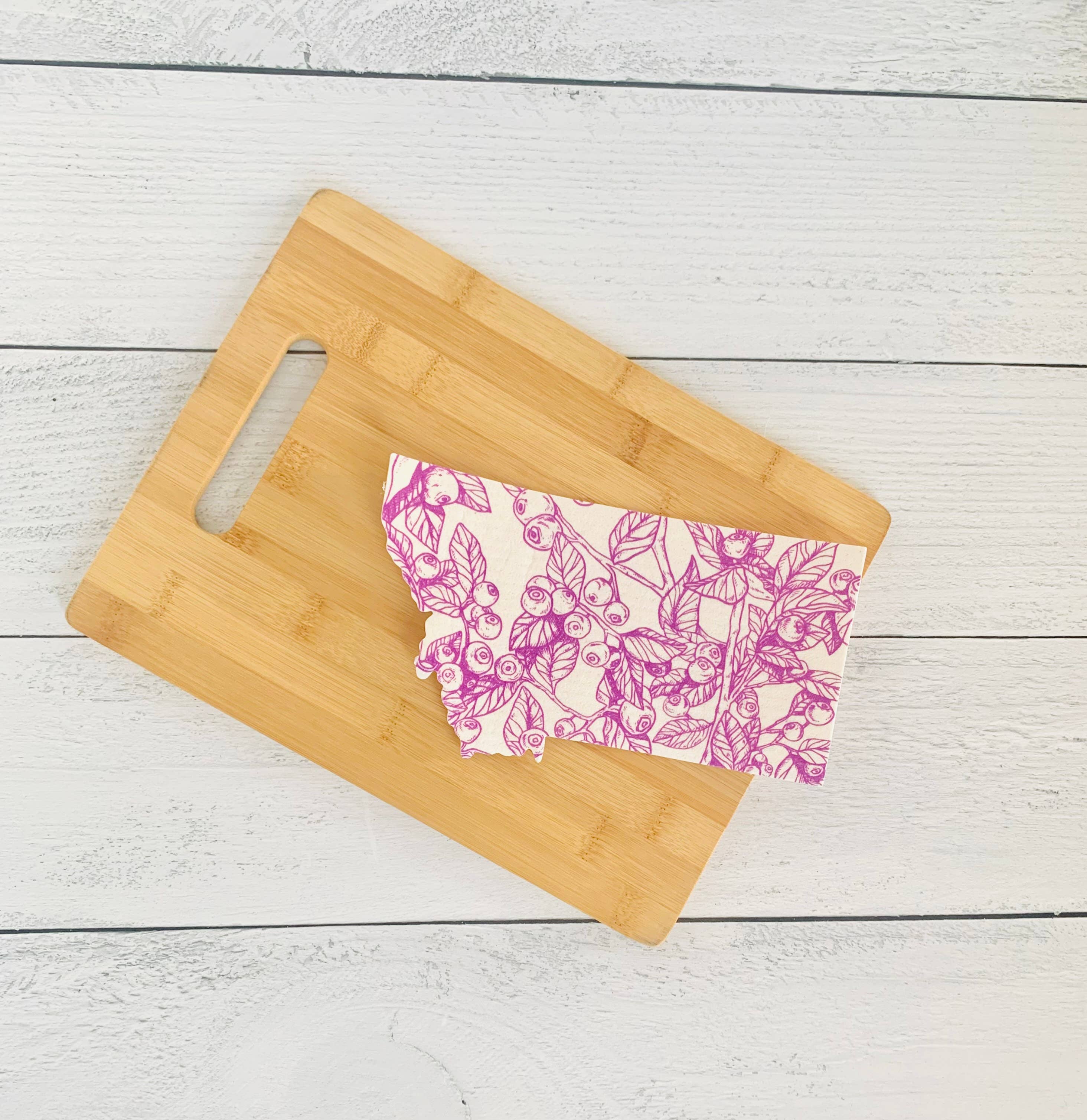 Corvidae drawings & designs - Wholesale Dishcloth - Montana Shaped Swedish Dishcloth - Purple Huckleberry2