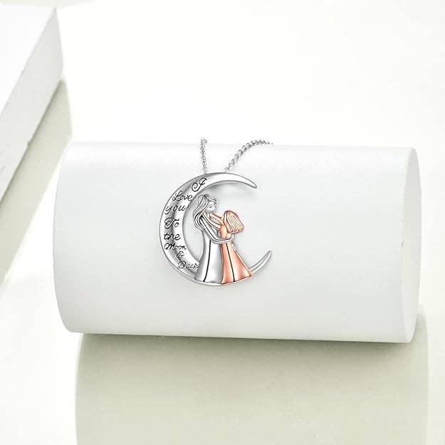 Syrrios Gifts LLC - Wholesale Pendant/Charm Necklace - Mom Daughter Moon Necklace Pendant - I Love You to the Moon3