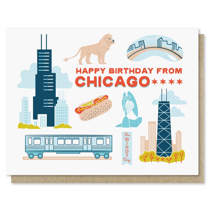 Happy Birthday from Chicago Card for wholesale by Paper Parasol Press