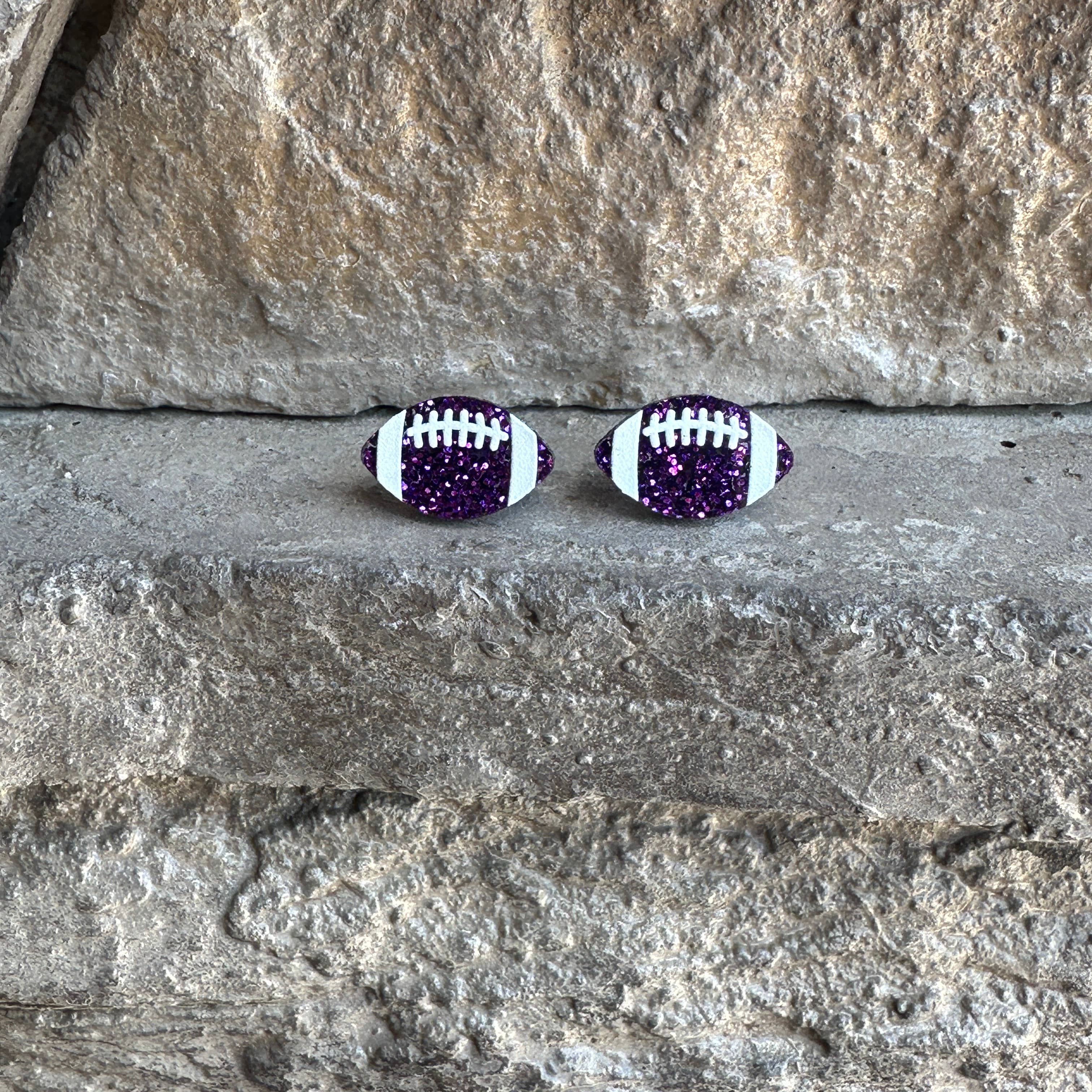 Laser & Color Designs LLC - Wholesale Stud/Post Earrings - Football Glitter Acrylic Studs, Football Earrings7