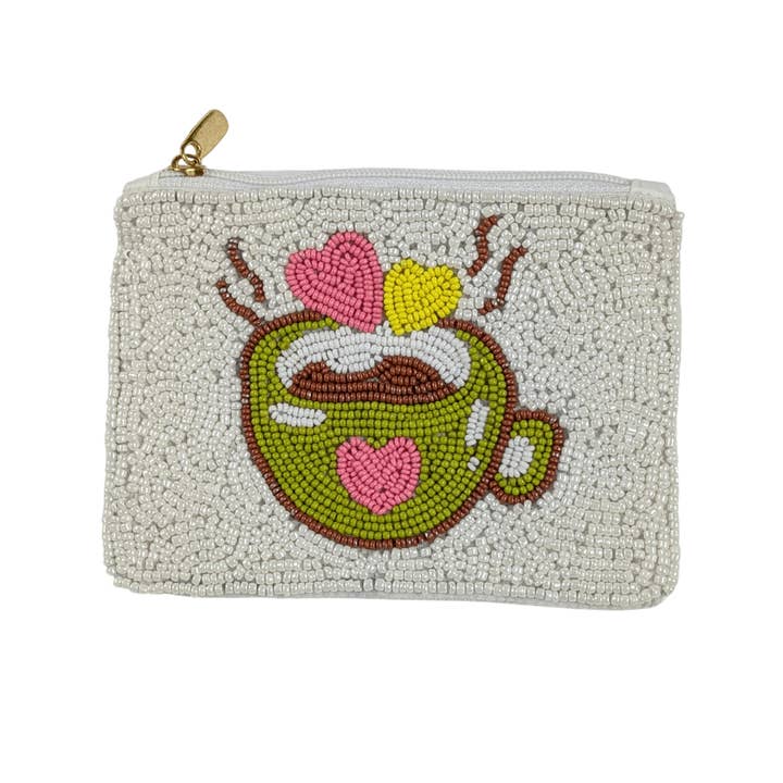 Ladies Coffee Cup Fully Beaded Coin Purse for wholesale by Nima Accessories Inc