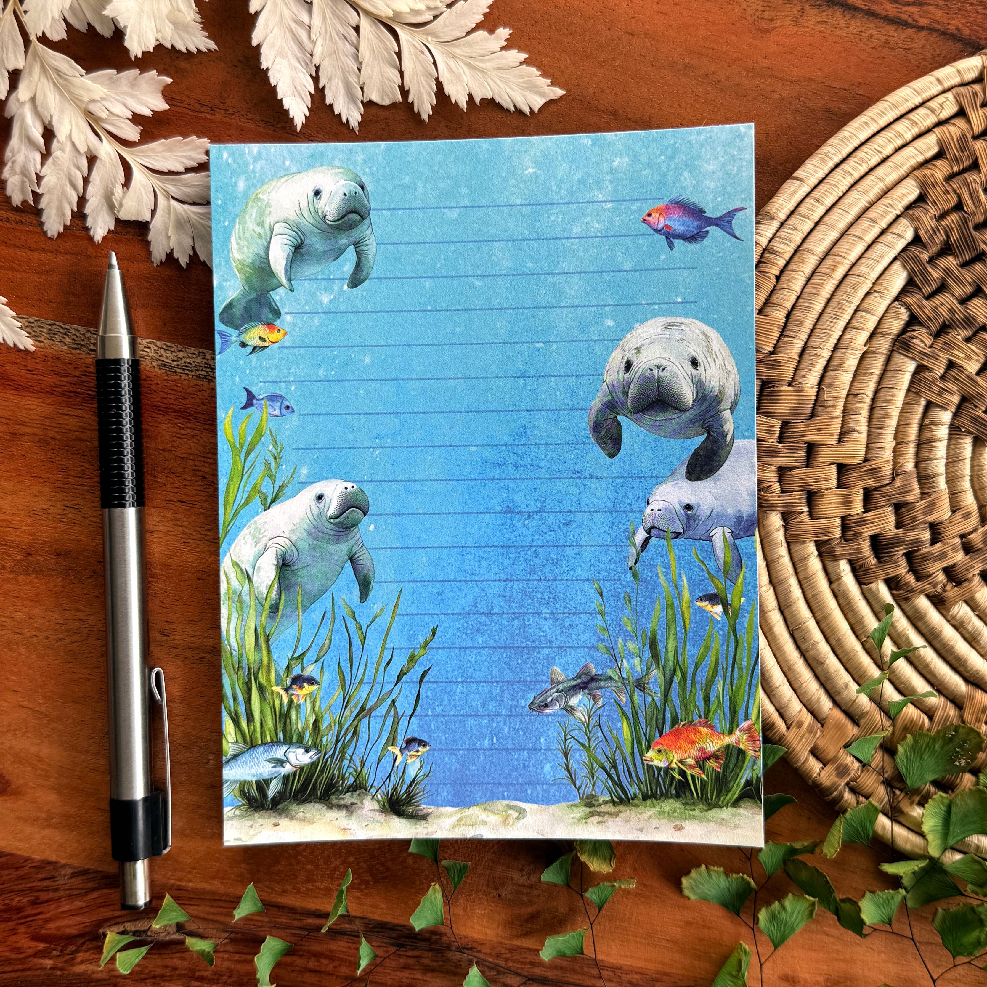 Art by Sharell - Wholesale Notepad - Manatee Notepad, 50 sheets, 4.25" x 5.5" Florida Stationery2