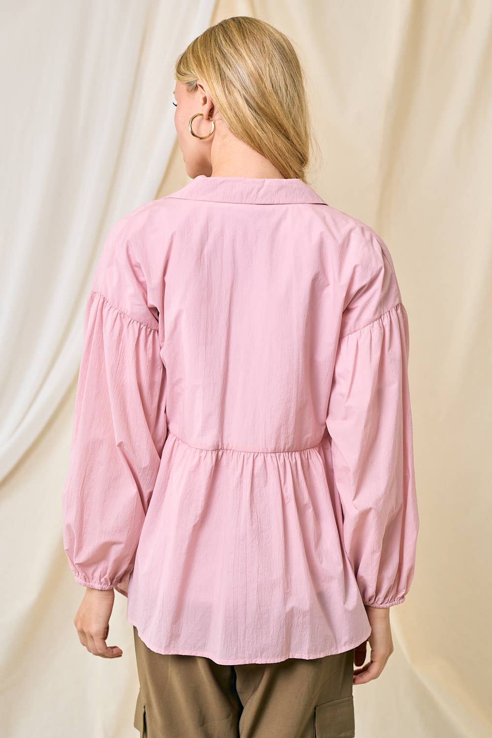 Doe and Rae - Wholesale Button Down Shirt - Women's - Bubble Sleeve Blouse - 42907T8