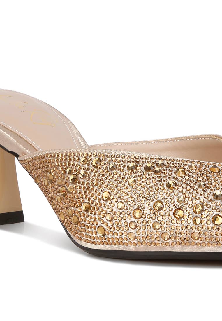 Rag Company - Vente Mules – femme - Mules en satin ornées de strass Aldora7