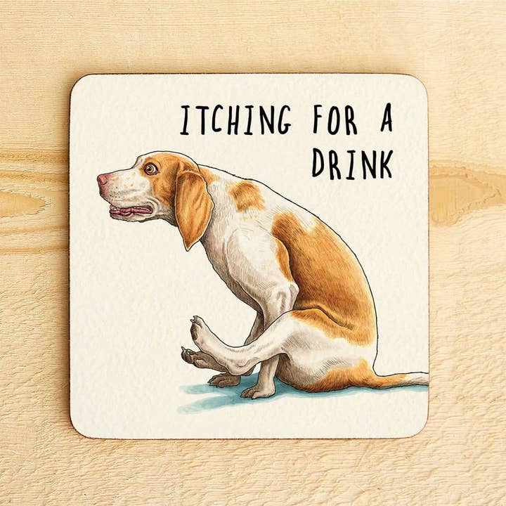 Itching For A Drink Coaster - Funny Drinks Coaster  for wholesale by Bewilderbeest
