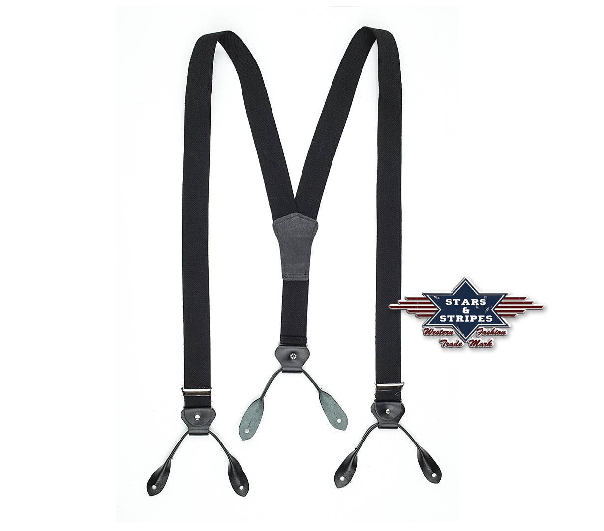 Stars & StripesĀ® - Wholesale Suspenders - Unisex - Western Braces - HT-01 Black