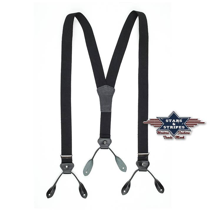 Stars & StripesĀ® - Wholesale Suspenders - Unisex - Western Braces - HT-01 Black0