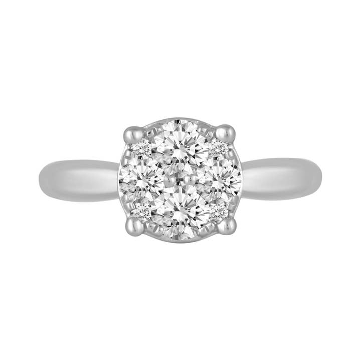 Fifth and Fine - Wholesale Engagement Ring - 1/2Cttw to 1.00Cttw Natural Diamond Cluster Solitaire Ring S8