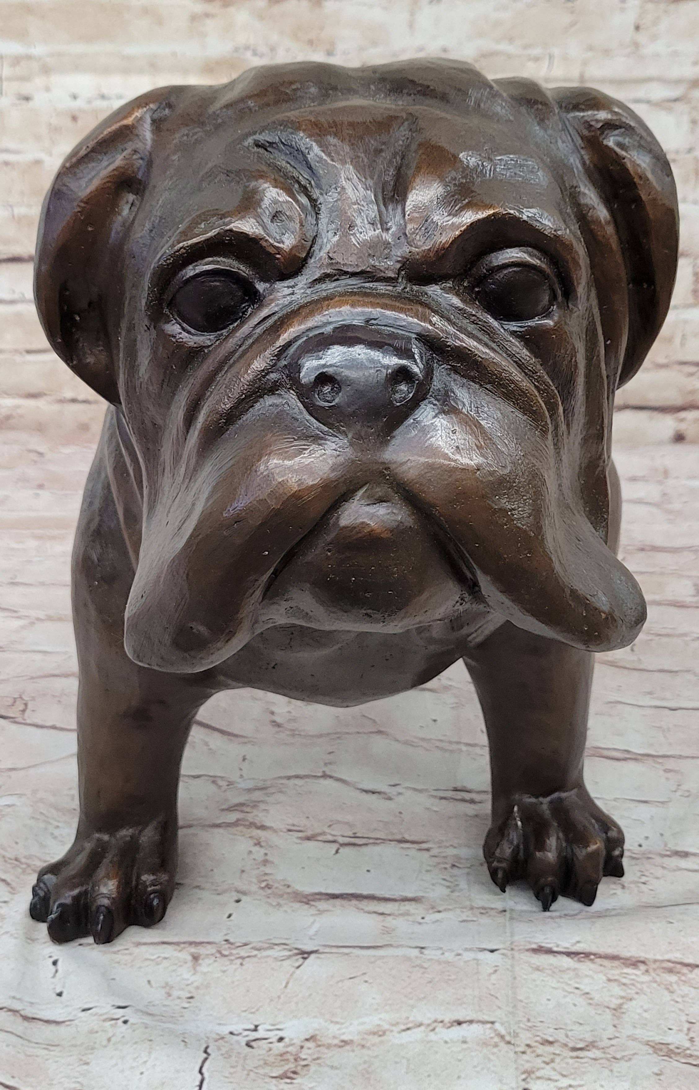 Bronzhaus – Engroshandel Skulptur – Livsstørrelse engelsk bulldog hvalp bronzestatue skulptur figur 14 „x 24"7