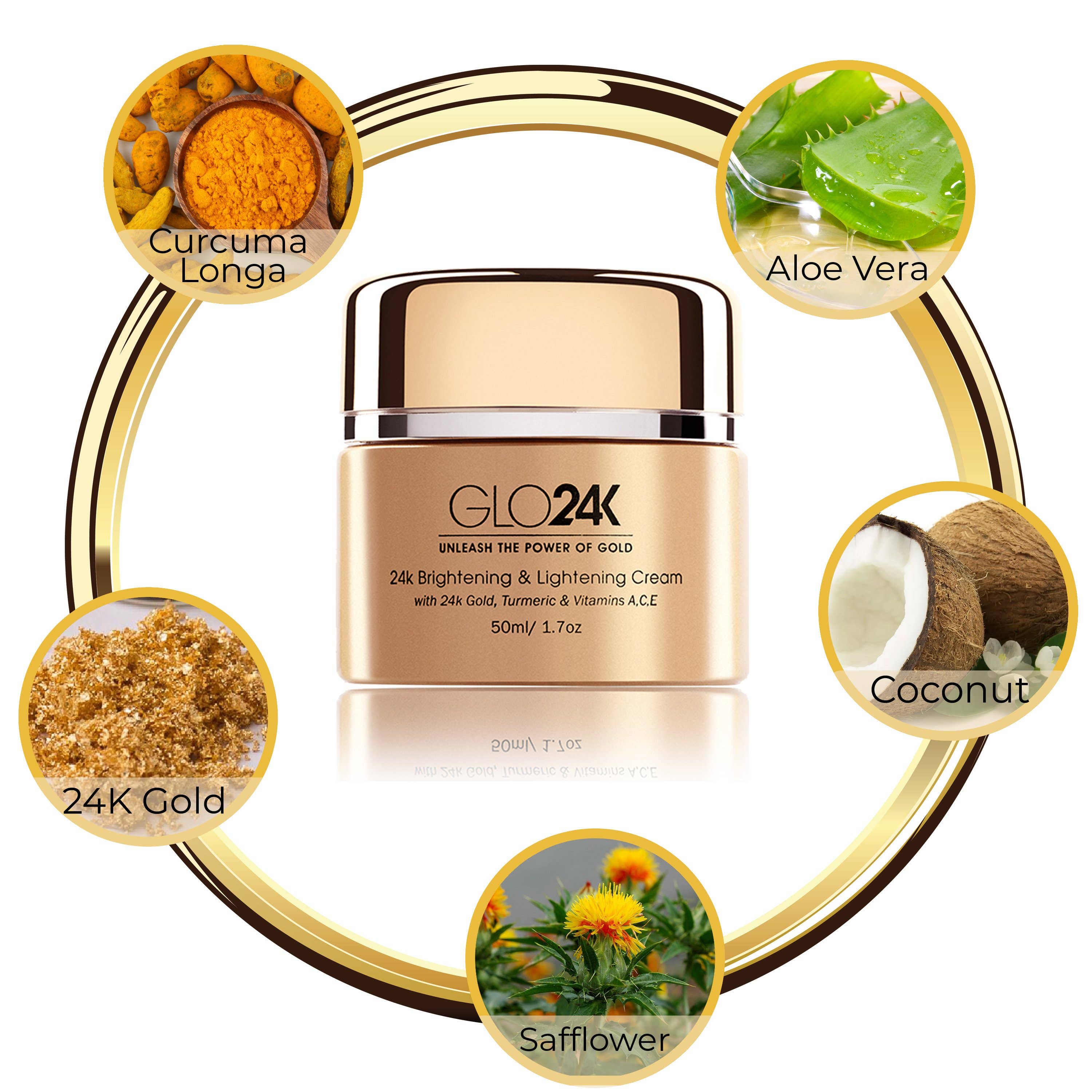 GLO24K - Wholesale Anti-Aging Moisturizer - 24K Brightening & Lightening Cream with 24k Gold & Turmeric1