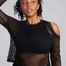 Female Glide Cold Shoulder Top - Black for wholesale by HPE Activewear