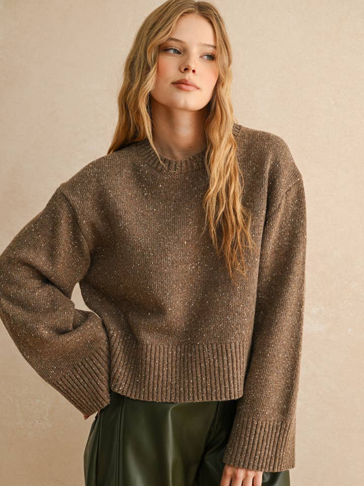 MIOU MUSE - Wholesale Knit Sweater - Women's - T3748   SPRINKLED EFFECT SWEATER5